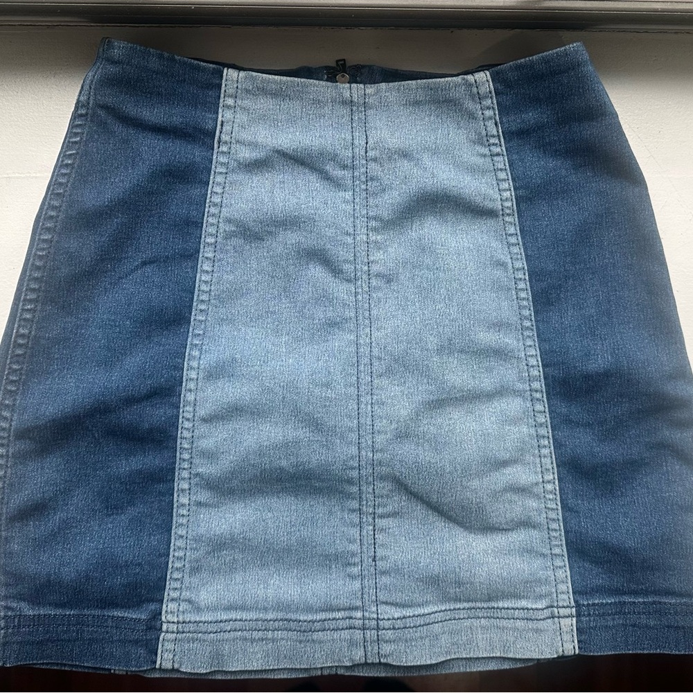 Free People Two-Tone Denim Mini Skirt